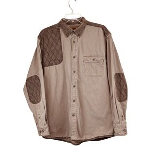 Legendary Whitetails Large Long Sleeve Button‎ Up Shirt Brown Shooting Patch